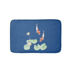 Koi Pond Blue Bath Mat