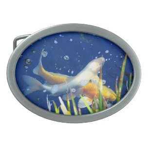 koi pond buckle oval belt buckle