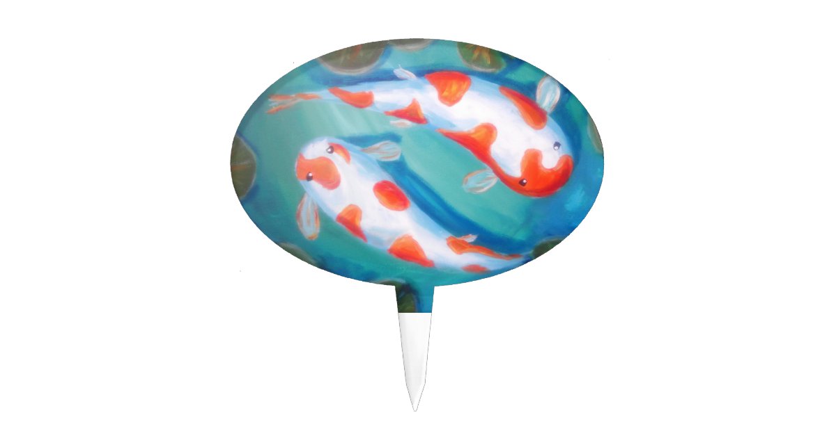 Koi Pond Cake Topper | Zazzle