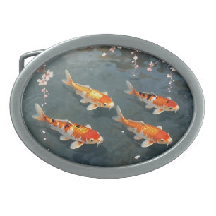 Koi Pond Cherry Blossom Serenity Belt Buckle
