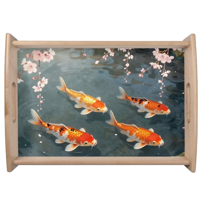 Koi Pond Cherry Blossom Serenity Serving Tray (Front)