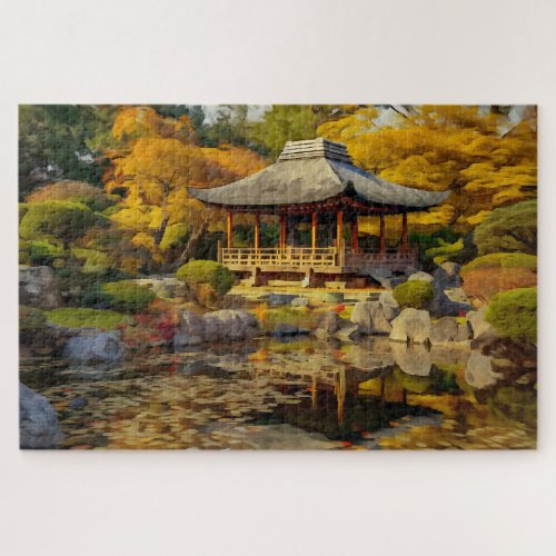 Koi Pond Japanese Jigsaw Puzzle for Adults