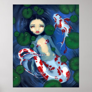 Koi Pond Mermaid fantasy Art Print