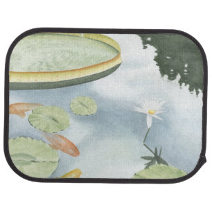 Koi Pond Reflection with Fish and Lilies Car Floor Mat