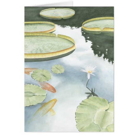 Koi Pond Reflection with Fish and Lilies Cards (Front)