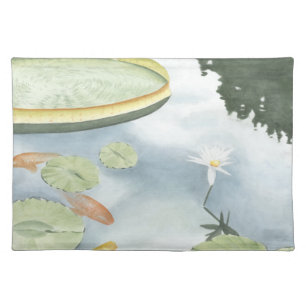 Koi Pond Reflection with Fish and Lilies Cloth Placemat