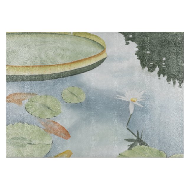 Koi Pond Reflection with Fish and Lilies Cutting Board (Front)