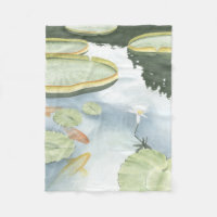 Koi Pond Reflection with Fish and Lilies
