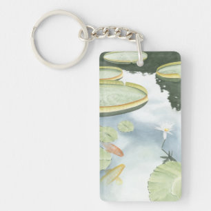 Koi Pond Reflection with Fish and Lilies Keychain