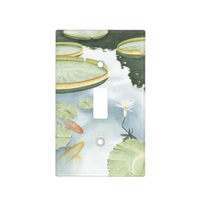 Koi Pond Reflection with Fish and Lilies Light Switch Cover (Front)