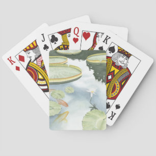 Koi Pond Reflection with Fish and Lilies Poker Cards