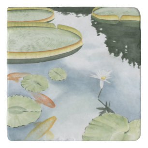Koi Pond Reflection with Fish and Lilies Trivet