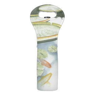 Koi Pond Reflection with Fish and Lilies Wine Bag
