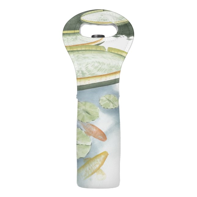 Koi Pond Reflection with Fish and Lilies Wine Bag (Back)