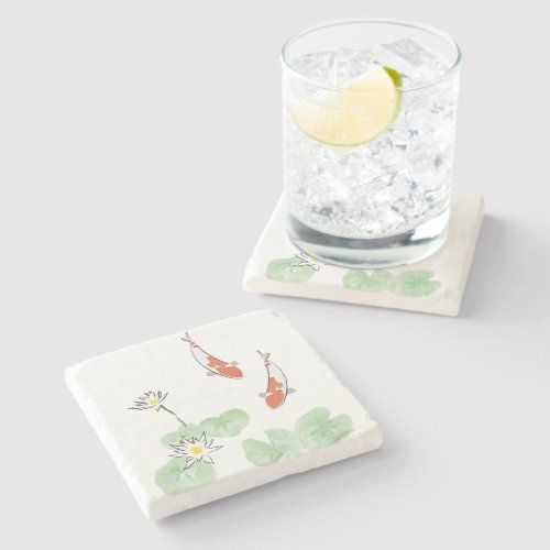 Koi Pond Stone Coaster