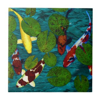 Koi Pond Tile by manewind at Zazzle