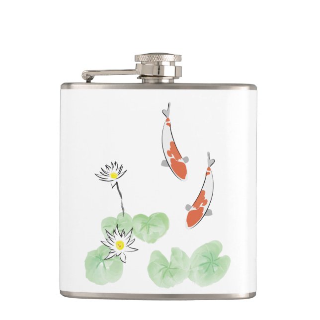 Koi Pond Vinyl Wrapped Flask (Front)