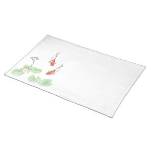 Koi Pond - White Background Placemat - Left