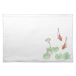 Koi Pond - White Background Placemat - Right