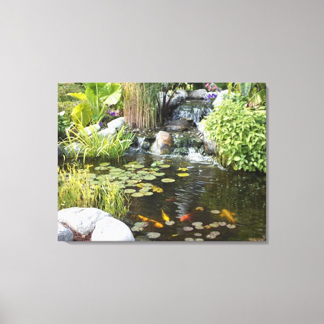 Koi Pond with Waterfall Canvas Print (Front)