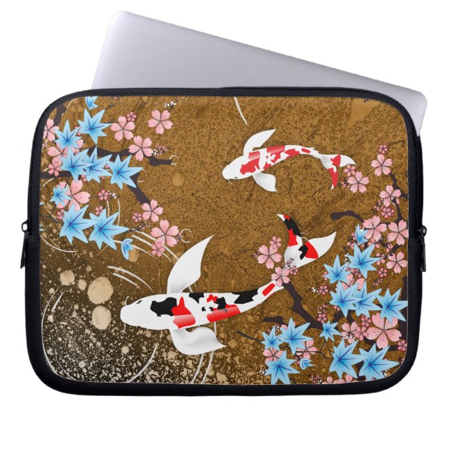 Koi Pond - wood - Japanese Design Laptop Sleeve (Front)