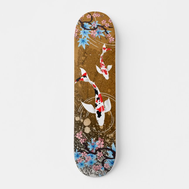 Koi Pond - wood - Japanese Design Skateboard Deck (Front)