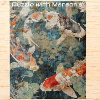 Koi Serenity Tranquil Koi Fish Pond personalized Jigsaw Puzzle
