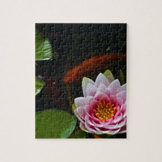 koi swimming around lotus jigsaw puzzle