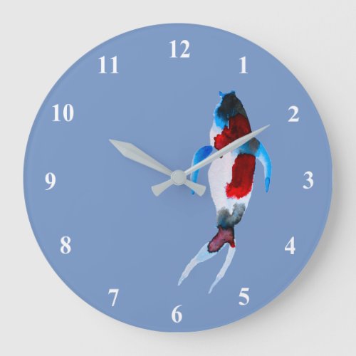 Koi watercolor fish art large clock