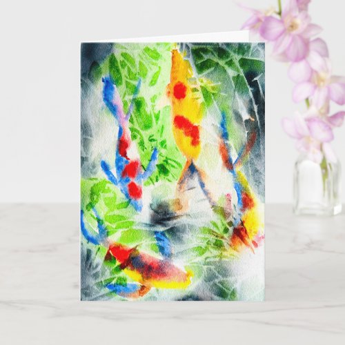 Koi Watercolor fish fine art Card
