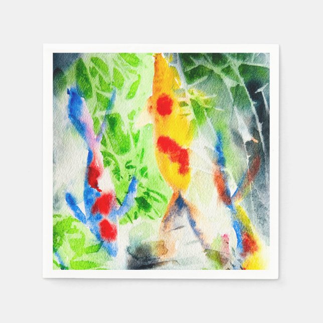 Koi Watercolor fish fine art Napkins (Front)
