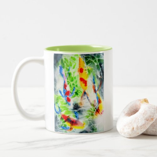 Koi Watercolor fish fine art Two_Tone Coffee Mug