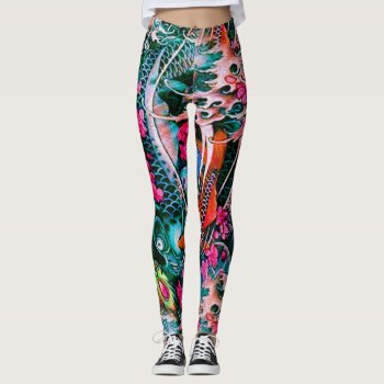 Koi Waterfall Leggings by AlignBoutique at Zazzle