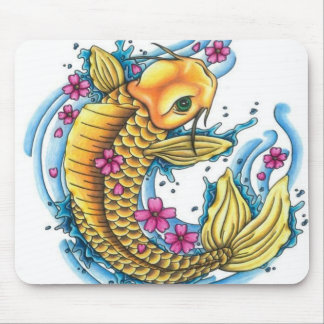 Koi with Cherry Blossoms Mouse Pad