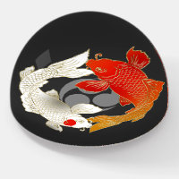 Koi with Mon japanese style domed Paperweight