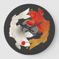 Koi with Mon japanese style Large Clock