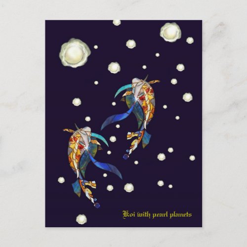 Koi with Pearl Planets Fantasy Wedding Postcard