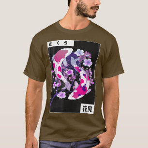 Koi Yin Yang Cherry Blossom Moon Flower Japanese K T-Shirt