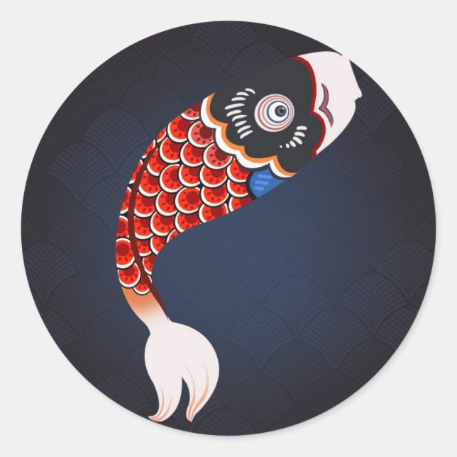 Koinobori - Red Japanese Fish Flag Classic Round Sticker (Front)