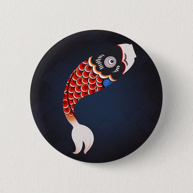 Koinobori - Red Japanese Fish Flag Pinback Button (Front)