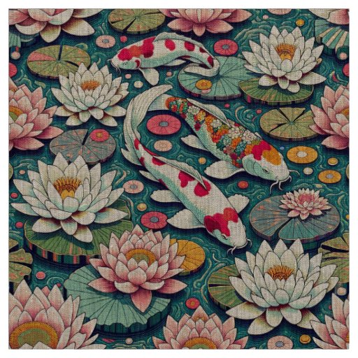 Koi's Amongst the Lilies I Fabric