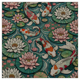 Koi's Amongst the Lilies III Fabric