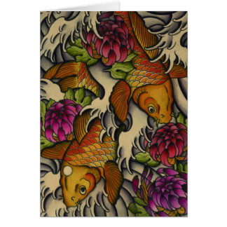 Kois and Chrysanthemums Cards