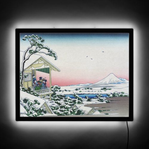 Koishikawa Tea House View Mt Fuji by Hokusai  LED Sign