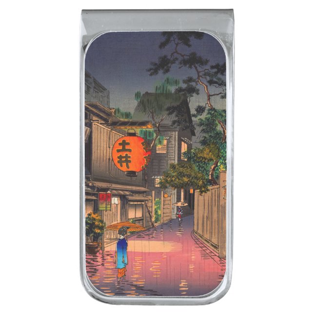 Koitsu - Evening at Ushigome Silver Finish Money Clip (Front Vertical)