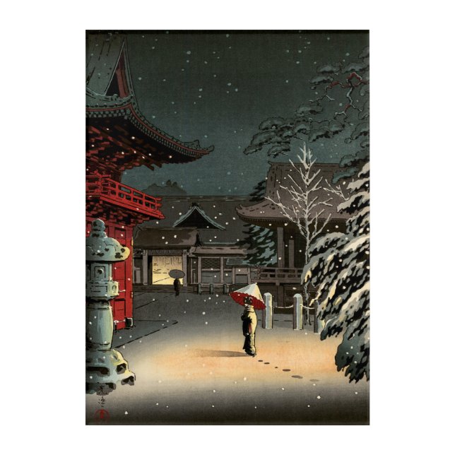 Koitsu - Snow at Nezu Shrine Acrylic Print (Front)