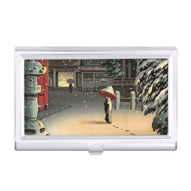 Koitsu - Snow at Nezu Shrine Business Card Case (Front)