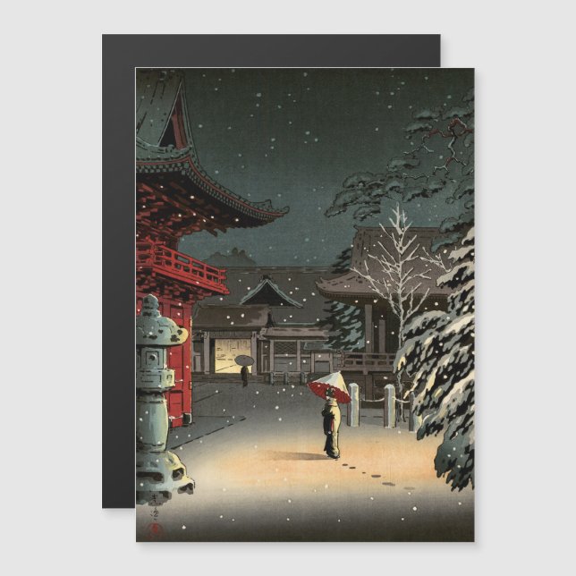 Koitsu - Snow at Nezu Shrine Magnetic Card (Front/Back)