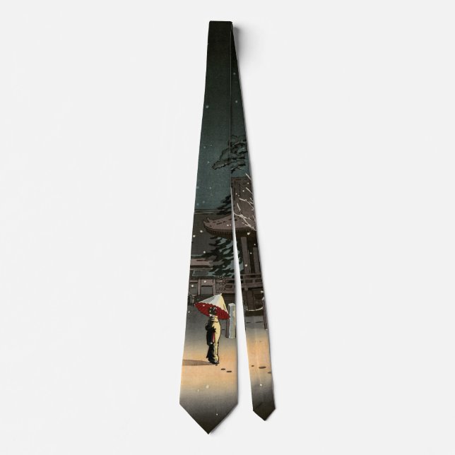 Koitsu - Snow at Nezu Shrine Magnetic Card Neck Tie (Front)