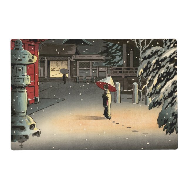 Koitsu - Snow at Nezu Shrine Placemat (Front)